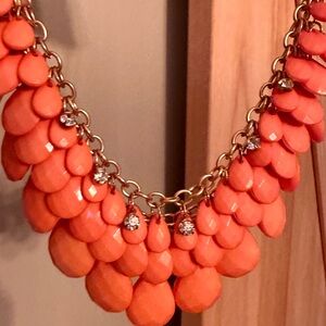 Coral color  Statement Necklace
